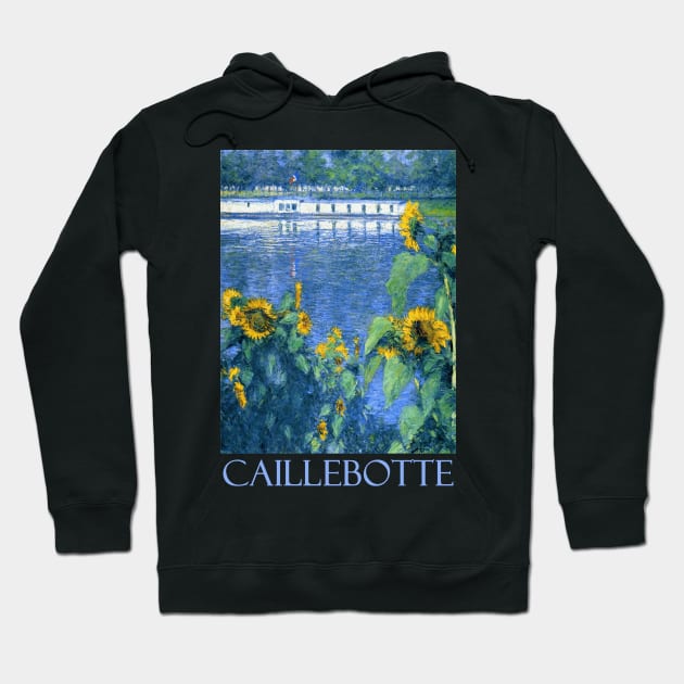 Sunflowers on the Bank of the Seine by Gustave Caillebotte Hoodie by Naves